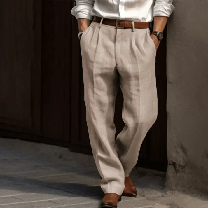 Slack Pants | Loose Fit | Lightweight | Linen Pants | Men's Pants-Chaps of London-Beige-S-Chaps of London