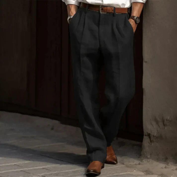 Slack Pants | Loose Fit | Lightweight | Linen Pants | Men's Pants-Chaps of London-Black-S-Chaps of London