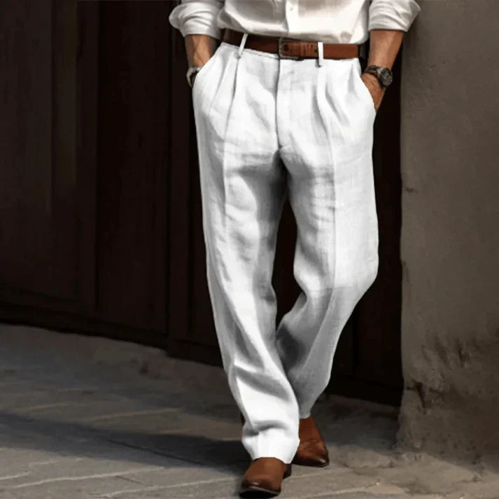 Slack Pants | Loose Fit | Lightweight | Linen Pants | Men's Pants-Chaps of London-White-S-Chaps of London