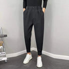 Slack Pants - Men's Loose Fit Elastic Waist Pleated Trousers-Pants-Chaps of London-Black-28-Chaps of London