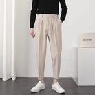 Slack Pants - Men's Loose Fit Elastic Waist Pleated Trousers-Pants-Chaps of London-Khaki-28-Chaps of London