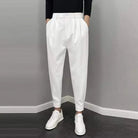 Slack Pants - Men's Loose Fit Elastic Waist Pleated Trousers-Pants-Chaps of London-White-28-Chaps of London