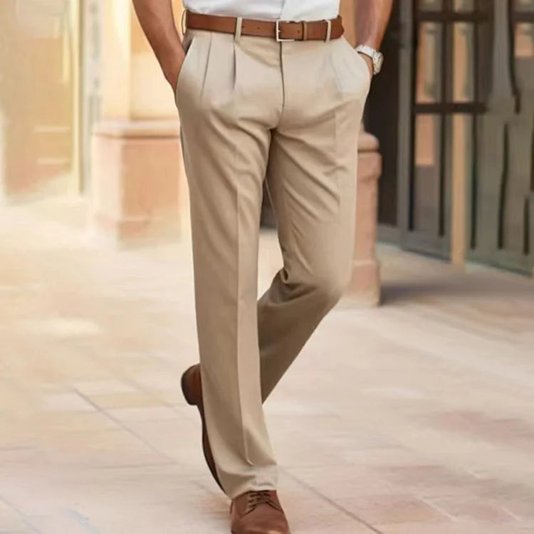Slack Pants | Smart Casual | Straight Leg | Suit Pants | Men's Pants-Chaps of London-Beige-S-Chaps of London