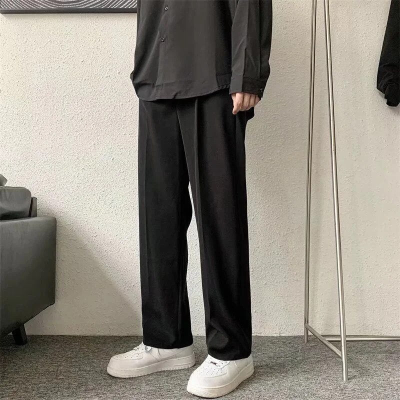 Slack Pants - Straight Leg - Loose Fit - Pleated Pants - Men's Pant's-Chaps of London-Black-S-Chaps of London