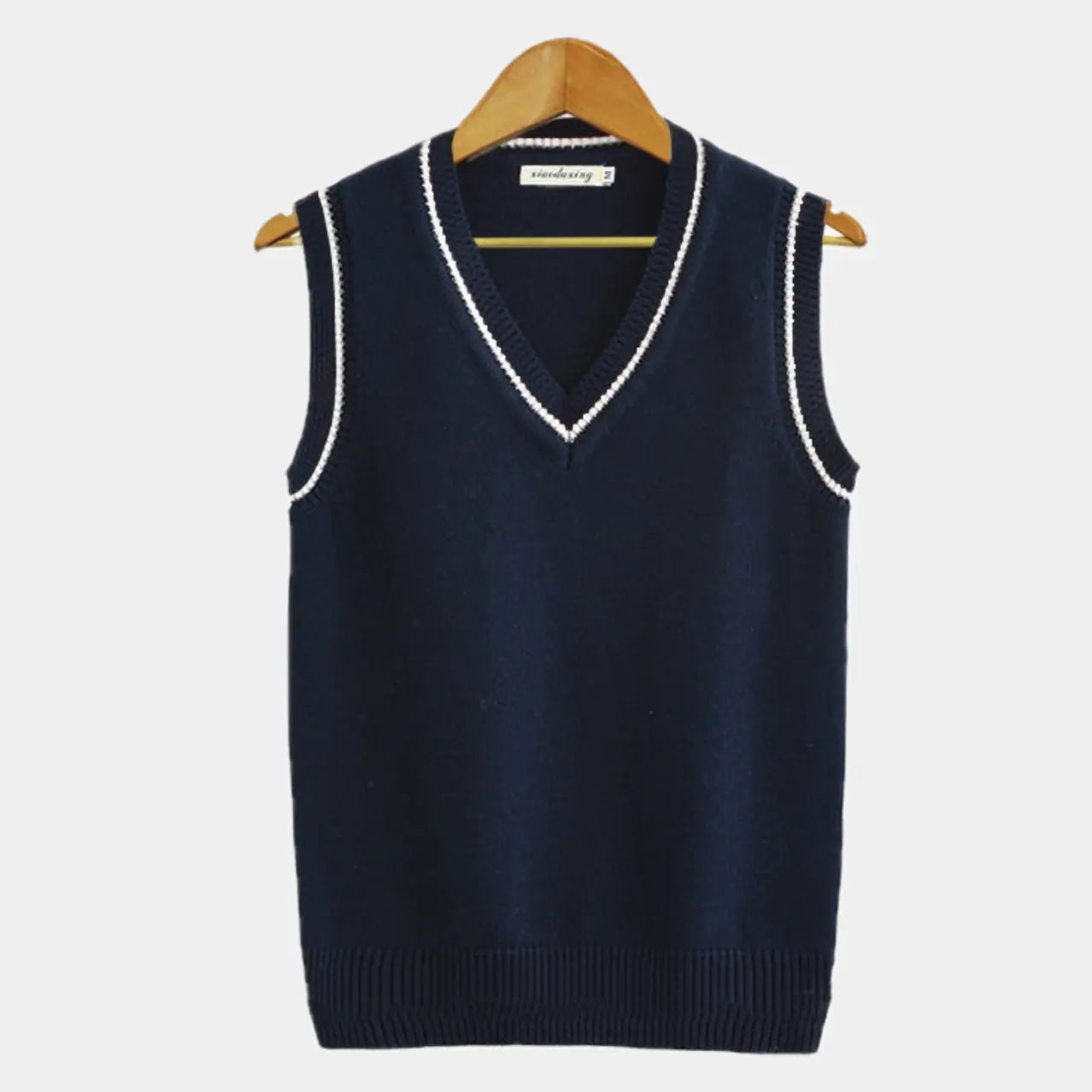 Sleeveless Jumper - Knitted - V-Neck - Sweater Vest - Men's Clothing-Chaps of London-Blue-XS-Chaps of London