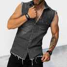 Sleeveless Shirt | Button-Up | Slim Fit | Denim Shirt | Men's Clothing-Shirts & Tops-Chaps of London-Chaps of London