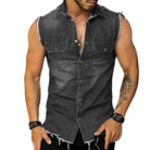 Sleeveless Shirt | Button-Up | Slim Fit | Denim Shirt | Men's Clothing-Shirts & Tops-Chaps of London-Chaps of London