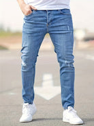 Slim Fit Jeans | Stretch | Ripped | Skinny Jeans | Men's Jeans-Pants-Chaps of London-Blue-XS-Chaps of London