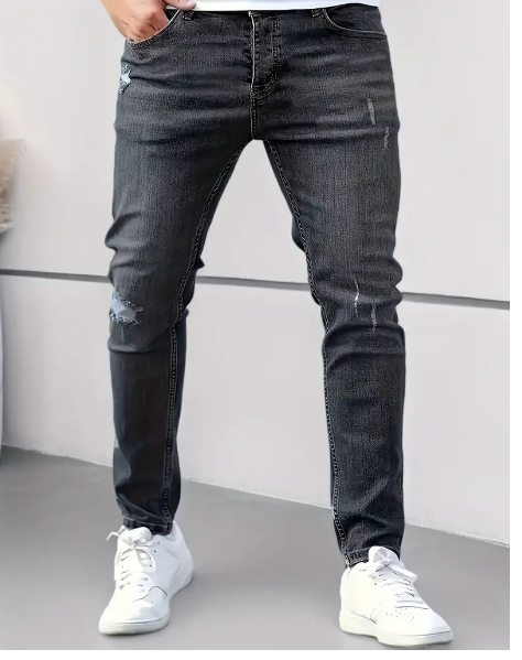 Slim Fit Jeans | Stretch | Ripped | Skinny Jeans | Men's Jeans-Pants-Chaps of London-Dark Grey-XS-Chaps of London