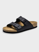 Slip-On Sandals | Flat | Orthopedic | Double Buckle Sandals | Slide Sandals-Men's Sandals-Chaps of London-Black-35-Chaps of London