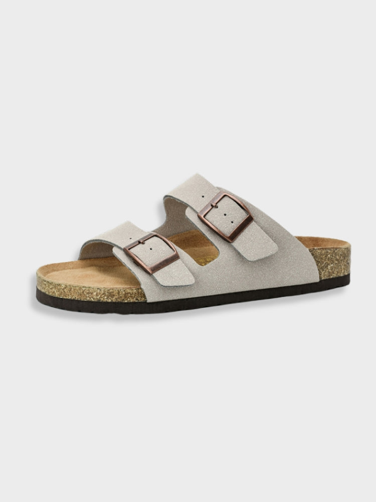 Slip-On Sandals | Flat | Orthopedic | Double Buckle Sandals | Slide Sandals-Men's Sandals-Chaps of London-Grey-35-Chaps of London