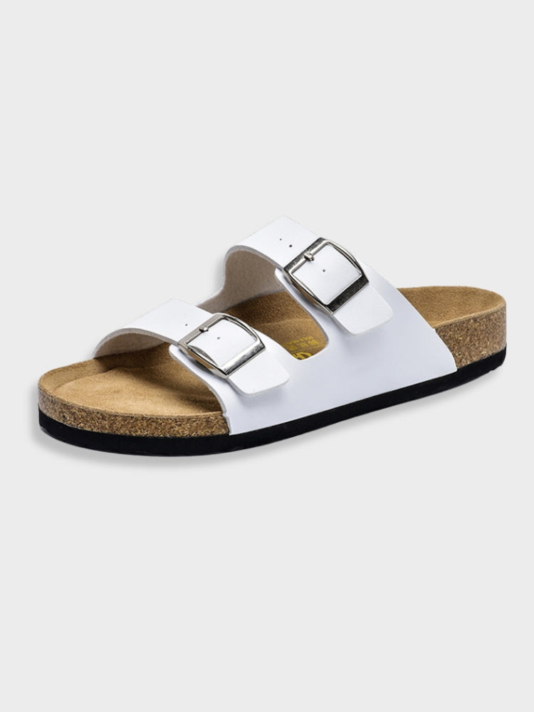 Slip-On Sandals | Flat | Orthopedic | Double Buckle Sandals | Slide Sandals-Men's Sandals-Chaps of London-White-35-Chaps of London
