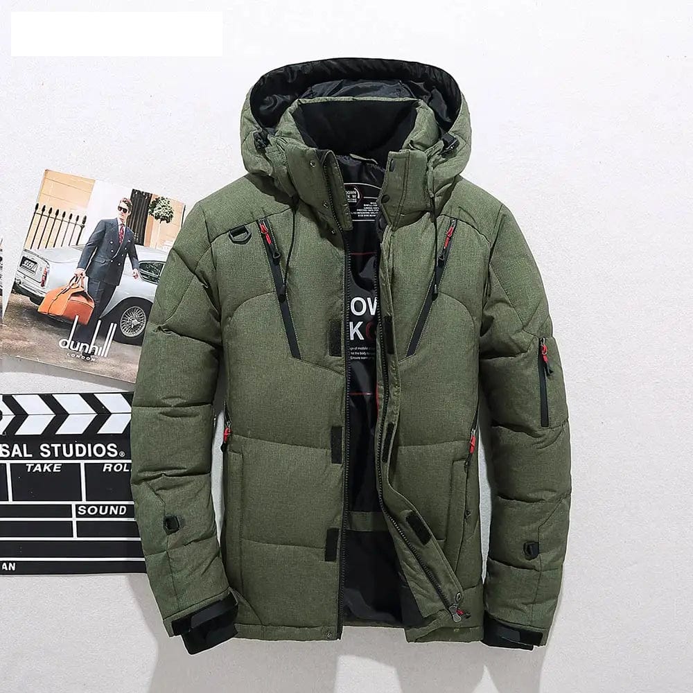 Snow Jacket | Hooded | Puffer | Down Jacket | Men's Winter Jackets-Chaps of London-Green-XS-Chaps of London