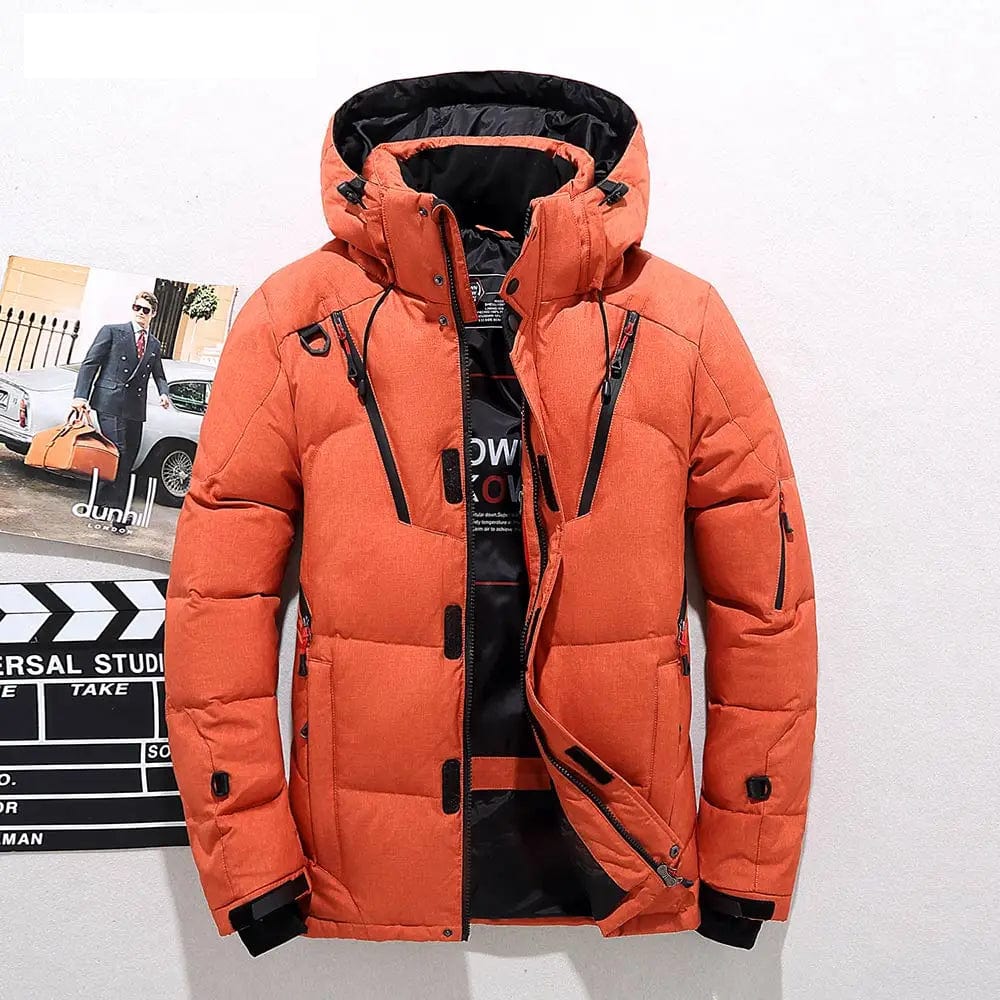 Snow Jacket | Hooded | Puffer | Down Jacket | Men's Winter Jackets-Chaps of London-Orange-XS-Chaps of London