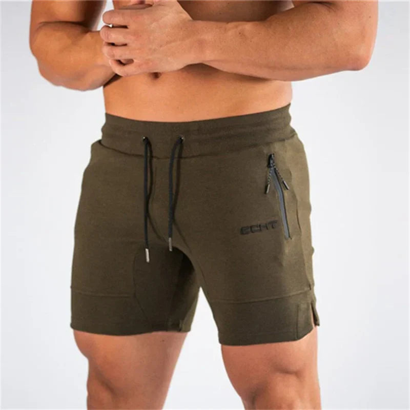Sports Shorts - Men's Drawstring Activewear Gym Shorts with Pockets-Sportbroek man-Chaps of London-Army Green-S-Chaps of London