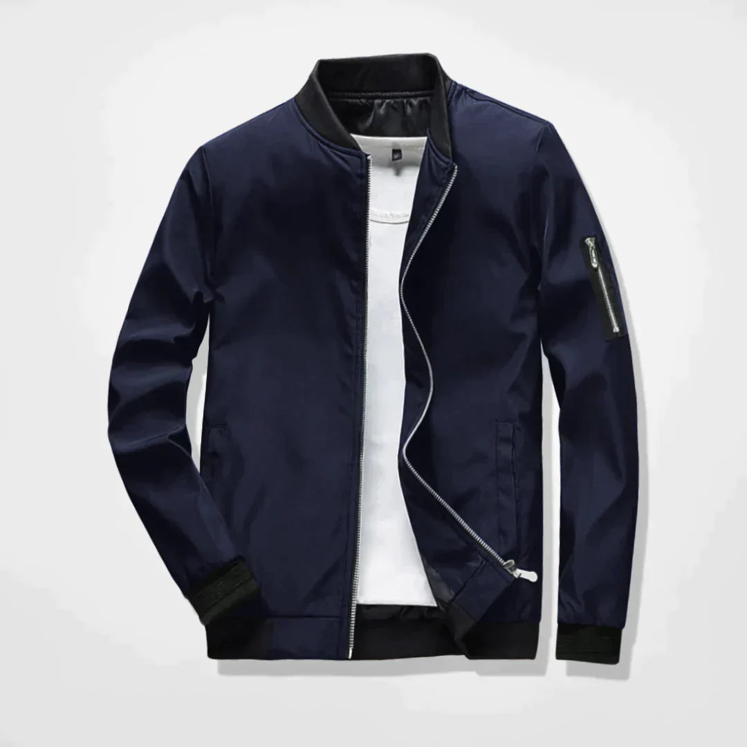Spring Jacket - Men's Lightweight Zip-Up Bomber Jacket-Chaps of London-Dark Blue-M-Chaps of London