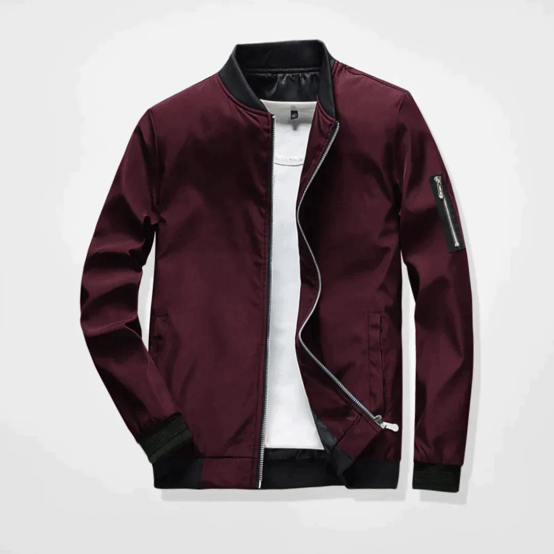 Spring Jacket - Men's Lightweight Zip-Up Bomber Jacket-Chaps of London-Red-M-Chaps of London