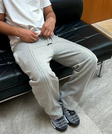 Straight Leg Joggers | Drawstring | Baggy | Straight Leg Sweatpants | Men's Joggers-Chaps of London-Grey-S-Chaps of London