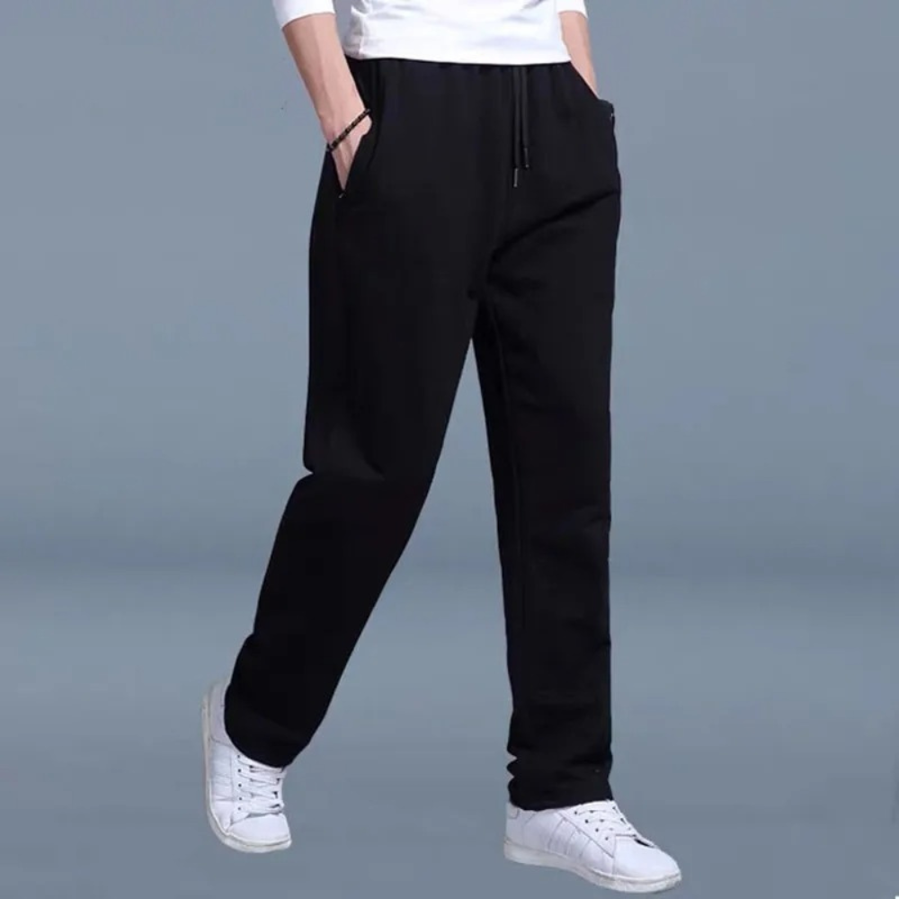 Straight Leg Joggers - Drawstring - Leisure - Sweatpants - Men's Pants-Chaps of London-Black-M-Chaps of London