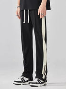 Straight Leg Pants - Drawstring - Cotton - Retro Track Pants - Men's Pants-Chaps of London-Black-XS-Chaps of London