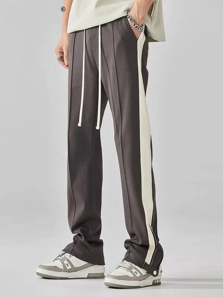 Straight Leg Pants - Drawstring - Cotton - Retro Track Pants - Men's Pants-Chaps of London-Chaps of London