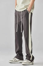 Straight Leg Pants - Drawstring - Cotton - Retro Track Pants - Men's Pants-Chaps of London-Grey-XS-Chaps of London