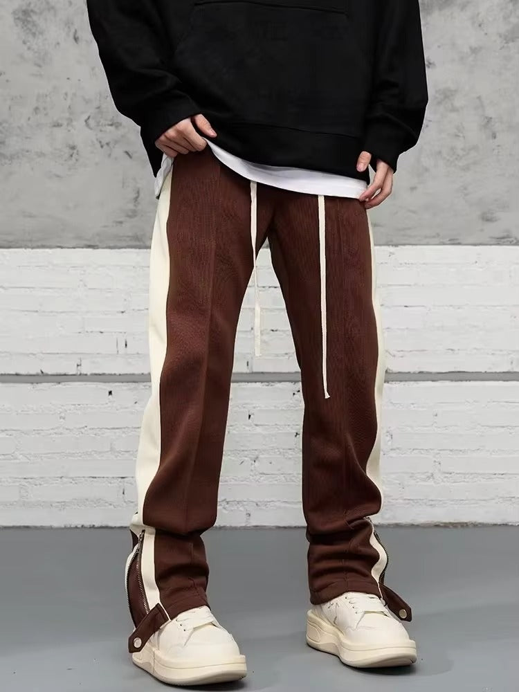 Straight Leg Pants - Drawstring - Cotton - Retro Track Pants - Men's Pants-Chaps of London-Mocha-XS-Chaps of London