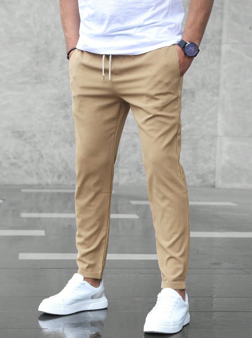 Stretch Pants - Comfortable - Drawstring - Stretch Chinos - Men's Pants-Herrenhose-Chaps Herrenmode-Beige-S-Chaps of London