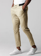 Stretch Pants | Elastic Waist | Slim Fit | Chinos | Men's Pants-Pantalon-Chaps of London-Beige-XS-Chaps of London