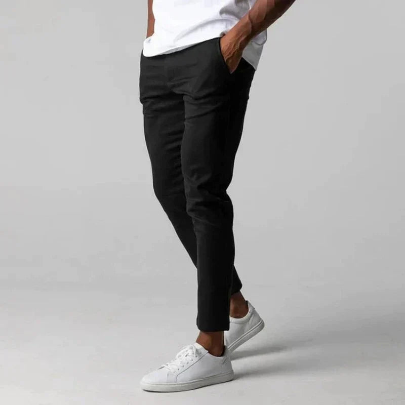 Stretch Pants | Elastic Waist | Slim Fit | Chinos | Men's Pants-Pantalon-Chaps of London-Black-XS-Chaps of London