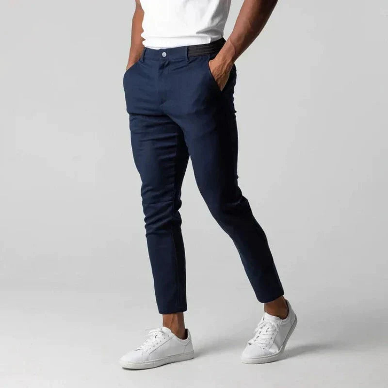 Stretch Pants | Elastic Waist | Slim Fit | Chinos | Men's Pants-Pantalon-Chaps of London-Blue-XS-Chaps of London