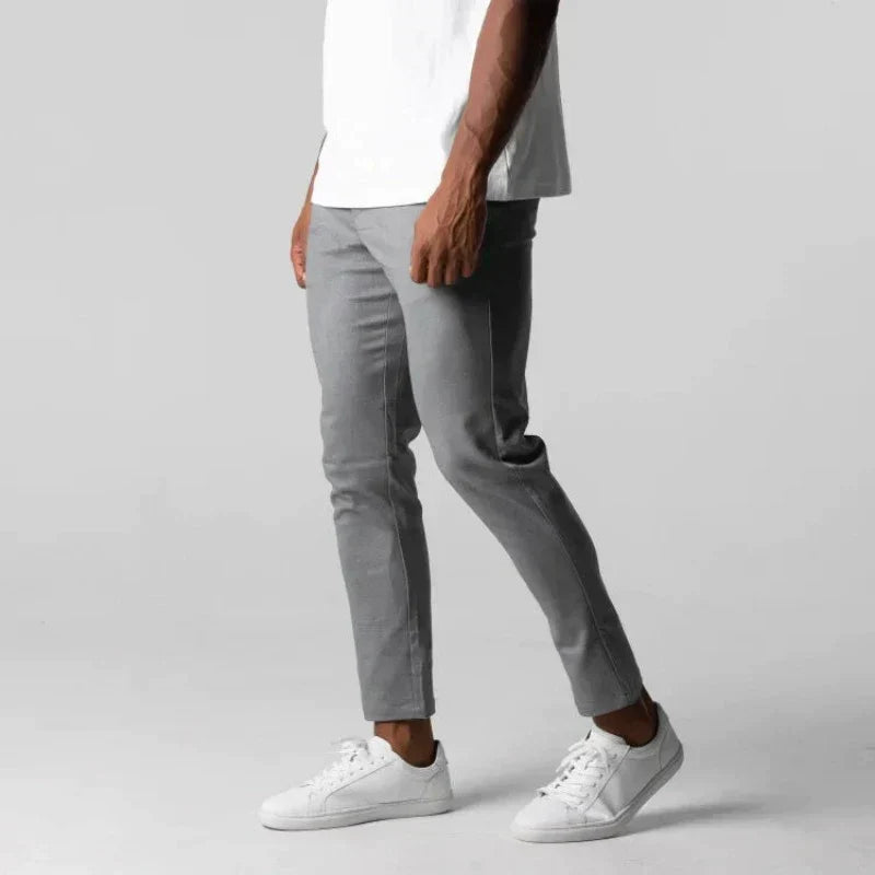 Stretch Pants | Elastic Waist | Slim Fit | Chinos | Men's Pants-Pantalon-Chaps of London-Grey-XS-Chaps of London