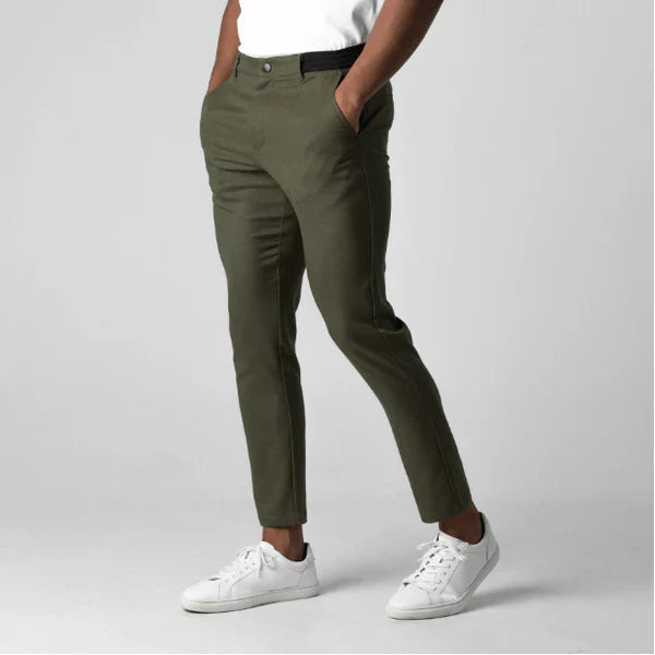 Stretch Pants - Men's Casual Elastic Waist Skinny Pants-Chinos-Chaps of London-Green-S-Chaps of London