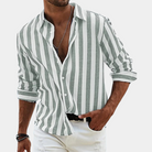 Striped Shirt | Button-Up | Summer | Long Sleeve Shirt | Men's Shirt-Chaps of London-Grey-S-Chaps of London