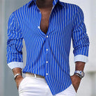 Striped Shirt | Long Sleeve | Slim Fit | Buttoned Up Shirt | Men's Shirts-Chaps of London-Blue-S-Chaps of London