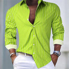 Striped Shirt | Long Sleeve | Slim Fit | Buttoned Up Shirt | Men's Shirts-Chaps of London-Lime-S-Chaps of London