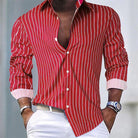 Striped Shirt | Long Sleeve | Slim Fit | Buttoned Up Shirt | Men's Shirts-Chaps of London-Red-S-Chaps of London