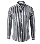 Striped Shirt - Men's Collared Long Sleeve Button-Up Shirt-Hemden-Chaps of London-Black-S-Chaps of London