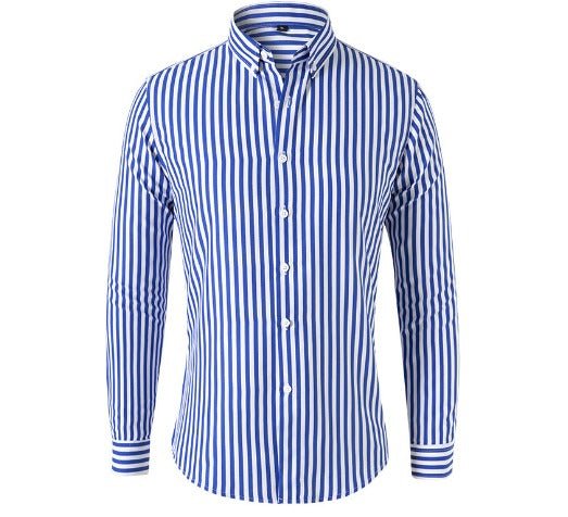 Striped Shirt - Men's Collared Long Sleeve Button-Up Shirt-Hemden-Chaps of London-Blue-S-Chaps of London