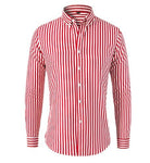 Striped Shirt - Men's Collared Long Sleeve Button-Up Shirt-Hemden-Chaps of London-Red-S-Chaps of London