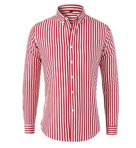 Striped Shirt - Men's Collared Long Sleeve Button-Up Shirt-Hemden-Chaps of London-Red-S-Chaps of London