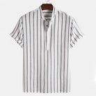 Striped Shirt - Summer - Buttoned Up - Short Sleeve Shirt - Men's Shirts-Chaps of London-White-M-Chaps of London