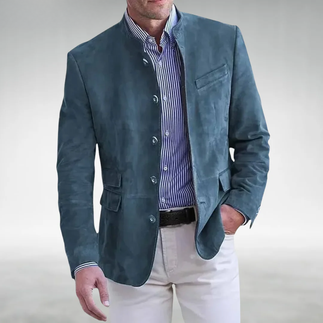Suede Blazer - Men's Stylish Single Breasted Blazer Jacket-Men's blazer-Chaps of London-Blue-S-Chaps of London