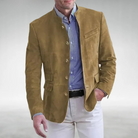 Suede Blazer - Men's Stylish Single Breasted Blazer Jacket-Men's blazer-Chaps of London-Khaki-S-Chaps of London