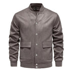 Suede Jacket - Button-Up - Thin - Casual Jacket - Men's Jacket-Bomber Jacket-Chaps of London-Khaki-S-Chaps of London