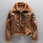Suede Jacket | Fleece Lined | Sherpa Lined | Biker Winter Jacket | Men's Winter Jacket-Men Jackets-Chaps of London-Brown-XS-Chaps of London