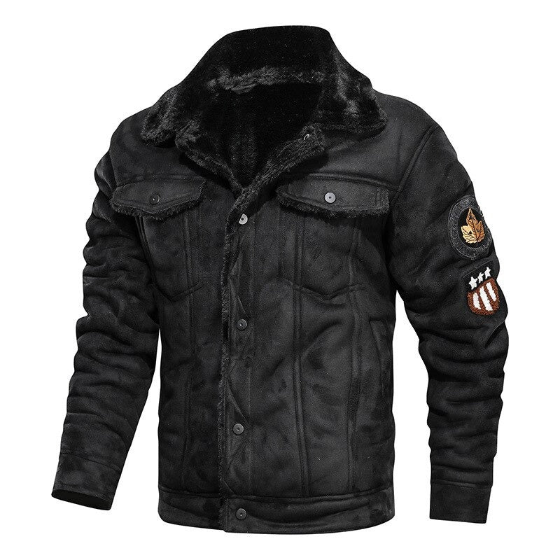 Suede Jacket | Fleece Lined | Sherpa Lined | Biker Winter Jacket | Men's Winter Jacket-Men Jackets-Chaps of London-Chaps of London