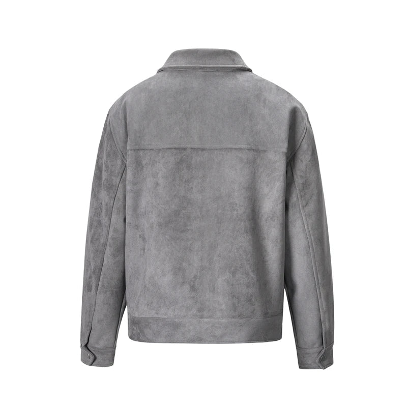Suede Jacket - Men's Zip-Up Leather Jacket with Pockets-Men Jackets-Chaps of London-Chaps of London