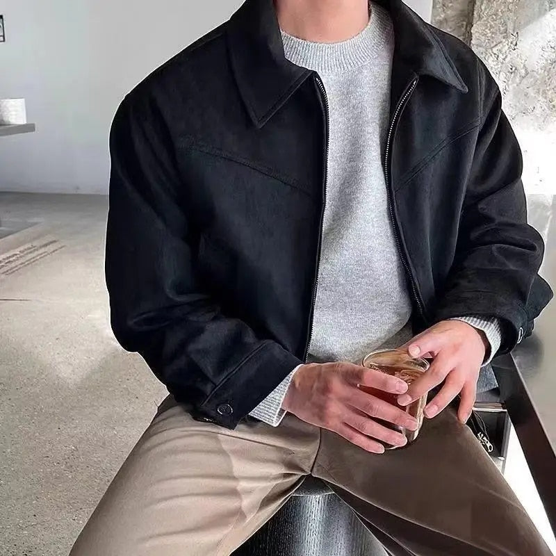 Suede Jacket - Retro - Zip-Up - Vintage Jacket - Men's Jacket-Jacket-Chaps of London-Black-L-Chaps of London