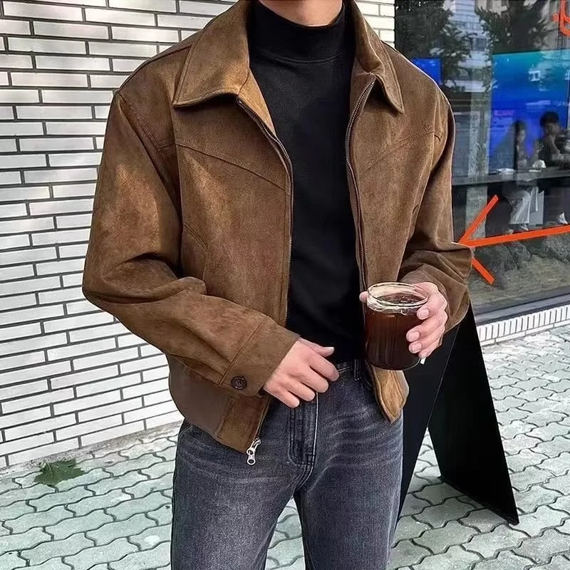 Suede Jacket - Retro - Zip-Up - Vintage Jacket - Men's Jacket-Jacket-Chaps of London-Brown-L-Chaps of London